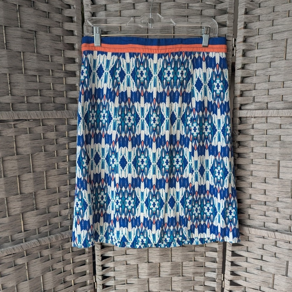 Anthro‎ Plenty by Tracy Reese Kaleidoscope Aline Skirt Cobalt Ikat Print Sz 10